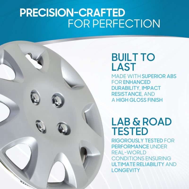 BDK 4-Pack 14" Snap-On Hubcaps Wheel Covers, Universal Fit for OEM Factory Replacement Wheels and Rims, Exterior Car Accessories Impact Resistant Automotive Rim Protectors - Multi-Spoke (Set of 4) - Image 3